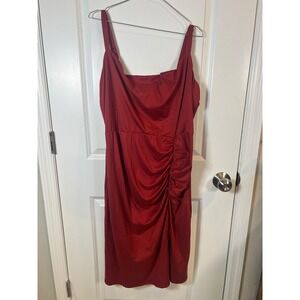 Socialite Curve Womens Dress Ruched Cowl Neck Red 2X